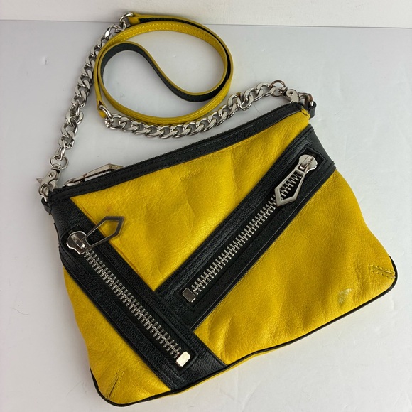 Botkier Handbags - Botkier Cruz Gold & Black Leather Crossbody w/Chain Strap